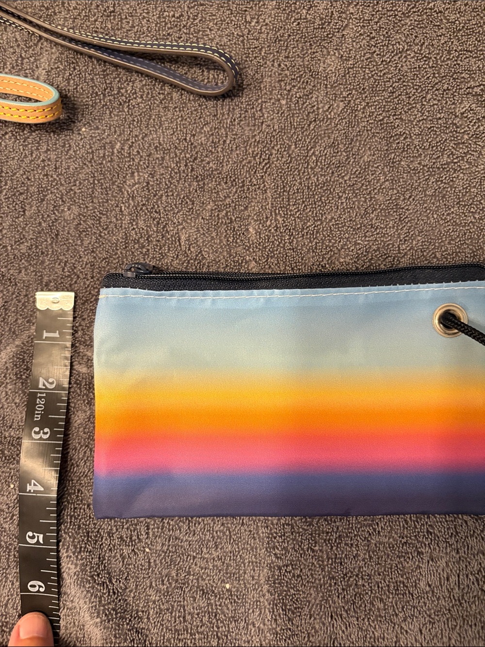 Gradient Sunset Wristlet Pouch - Blue, Yellow & Pink - Picture 5 of 5